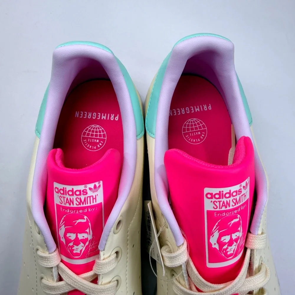 NEW Adidas Stan Smith Sneakers Womens 11 Cream Pink Mint Casual Retro Athleisure